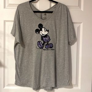 Mickey Mouse purple sequined T-shirt Disney Parks - XL